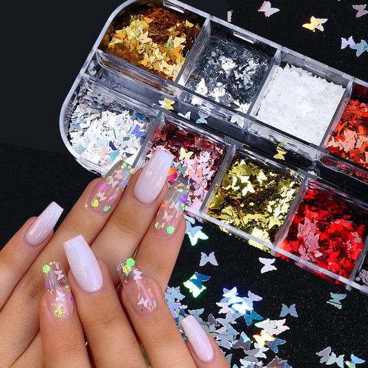 Symphony Butterfly Sequin Nail Decoration