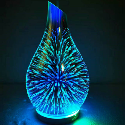 USB Touch Dimming 3D Aromatherapy Glass Vase,  Essential Oil,  Candle Incense,  Small Night Lamp