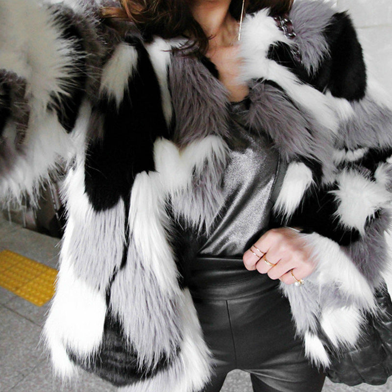 Long Fur Round Neck Short Coat