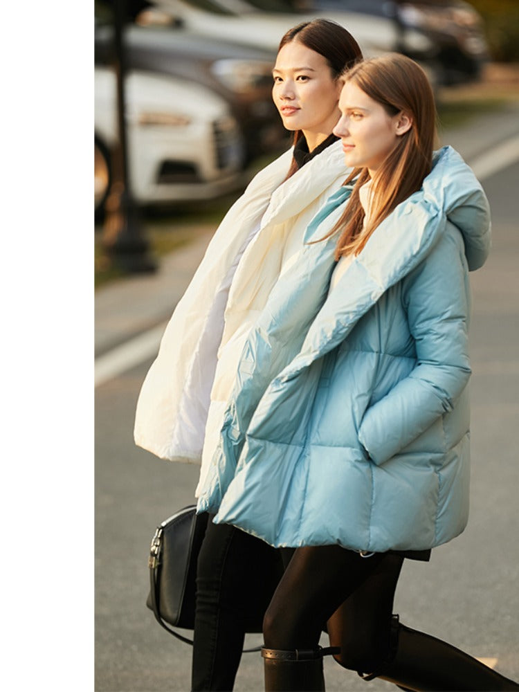 Warm Elegance: Hooded  Duck Down Jacket