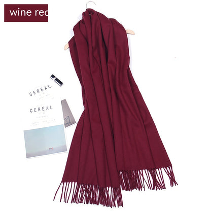 Solid Color Lambswool Fringe Shawl