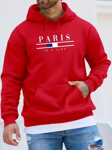 Printed Paris Long Sleeve Fleece Lined Hoodie