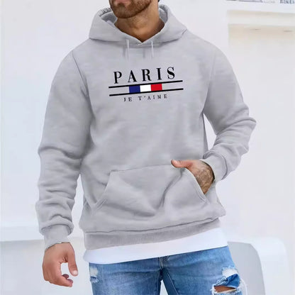 Printed Paris Long Sleeve Fleece Lined Hoodie