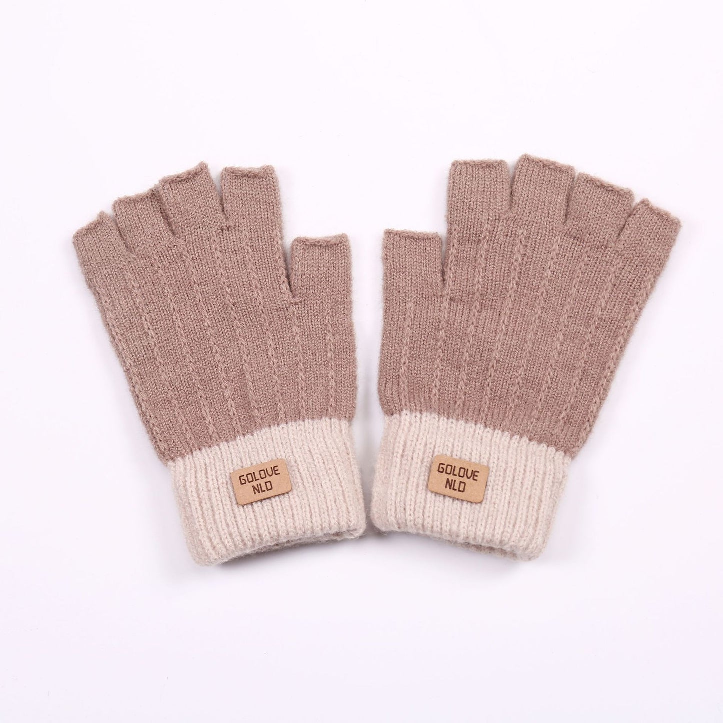 Fiber Half Finger Gloves Wool Knitted Warm