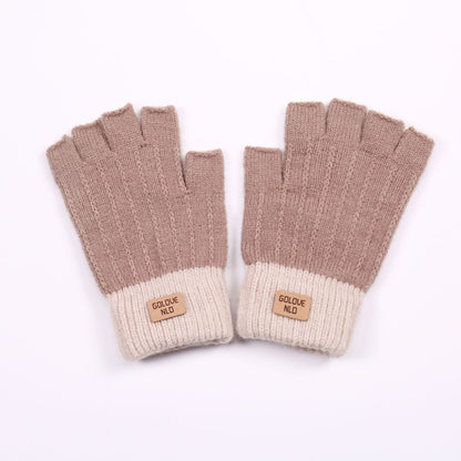 Fiber Half Finger Gloves Wool Knitted Warm