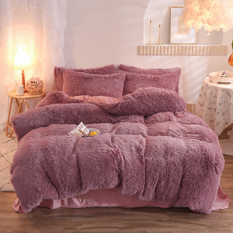 Purple Luxury Thick Winter Fleece Duvet Cover