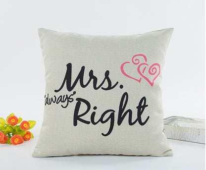 Mr & Mrs Right Linen Pillowcase