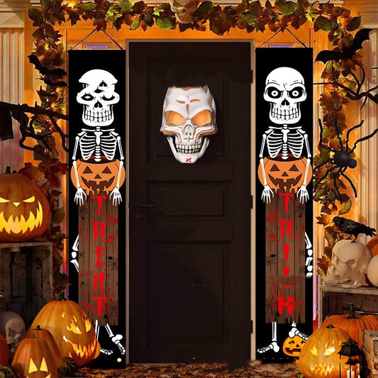 Halloween Door Flag Couplet Undead Horror Skull Party Decoration