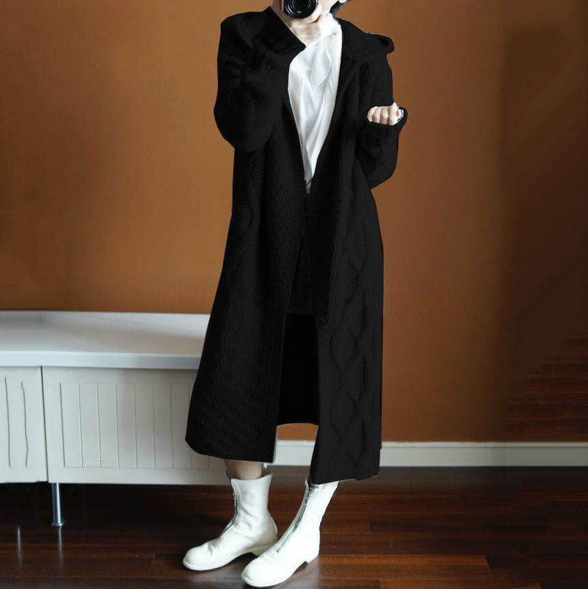 Woman Warm Knitted Long Cardigan Coat