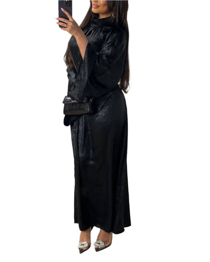 Black Women's Dubai Style Elegant Velvet Look Dress