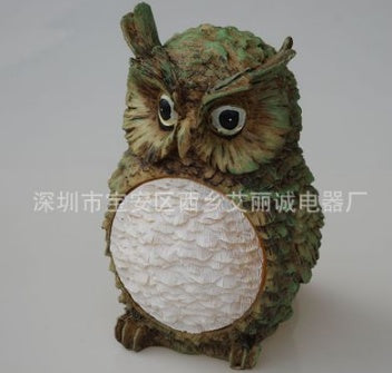 Solar Power Outdoor Owl Figurine Lamp