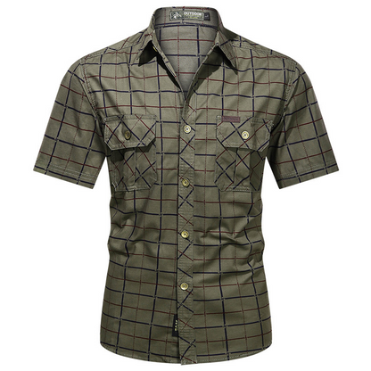 Fashion Men's Short Sleeve Plaid Shirt