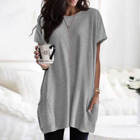 Loose Side Pocket Mid-length Top