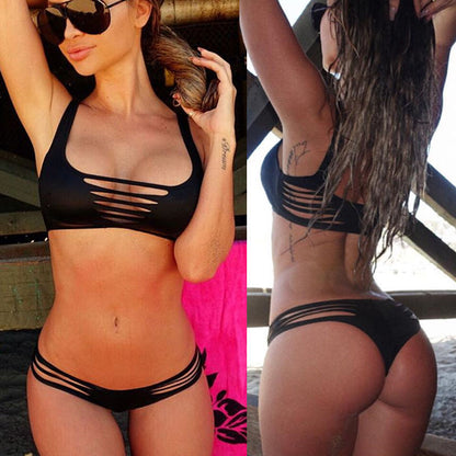 Black Cut Split Bikini: Stylish Swimwear