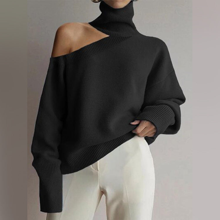 Ladies Turtleneck Off Shoulder Sweater Top