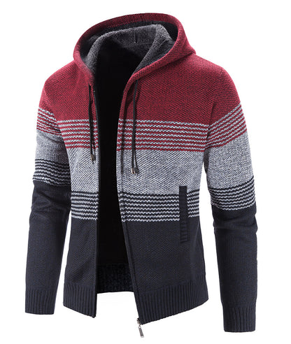 Men's Hooded Thick Fleece Cardigan Sweater