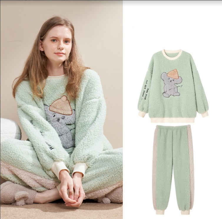 Winter Thickened Coral Fleece Loungewear Pyjamas