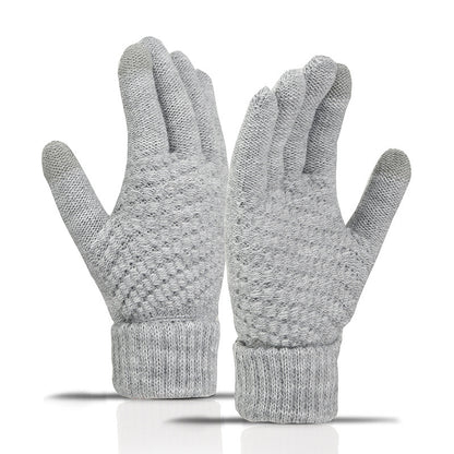 Fleece-lined Wind-proof And Cold Protection Knitted Warm Gloves