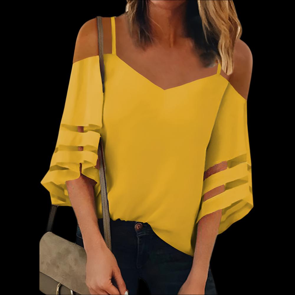 Yellow Casual Chic Solid Color Half Sleeve Top