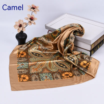 Large Kerchief Silk Scarf Classic Retro Printing