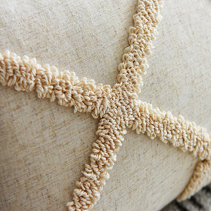 Indian Wind Hand-Tufted Loop Velvet Beige Cushion Case