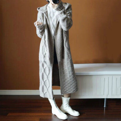 Woman Warm Knitted Long Cardigan Coat