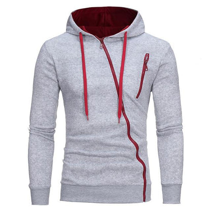 Diagonal Zip Sweater Hoodie: Trendy Comfort