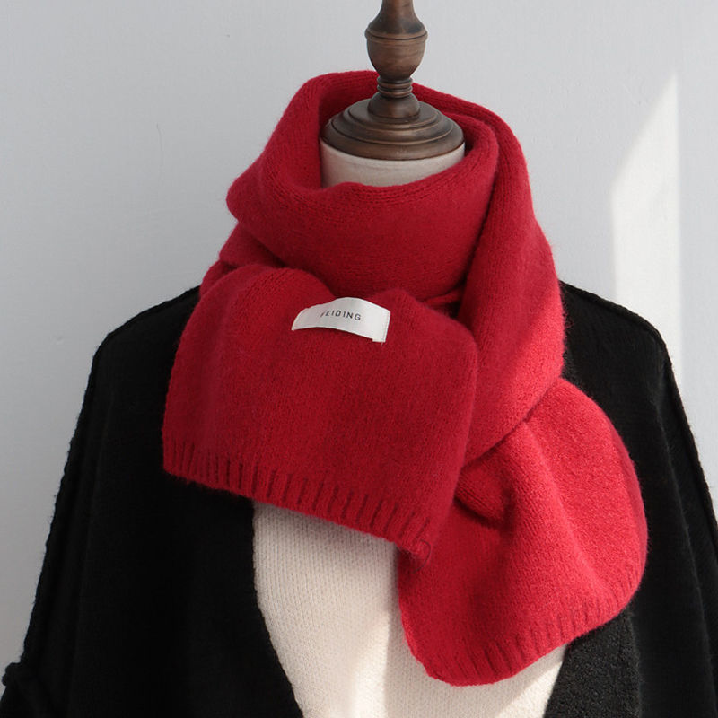 Solid Color Knitted Wool Keep Warm Scarf