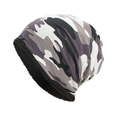 Camouflage Double Layered Velvet Beanie Hat