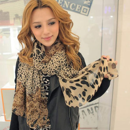 Versatile Casual Chiffon Leopard Print Scarf