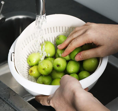 Double-Dish Fruit Drain Panning Wash Basket