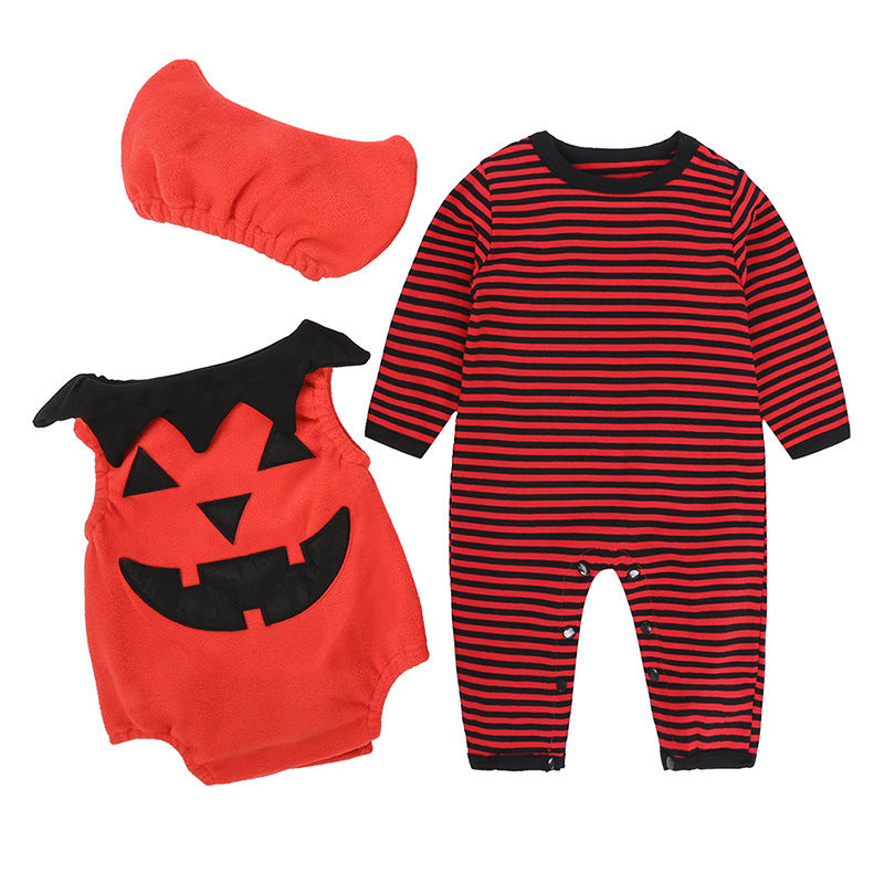 Halloween Pumpkin Performance Wear Baby Romper Jumpsuit & Hat