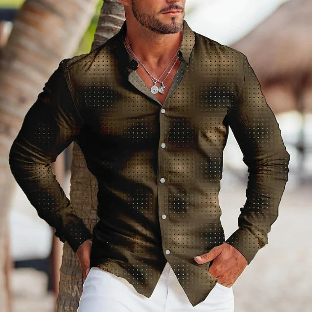 Vibrant Long Sleeve Lapel Shirt: Stylish Prints