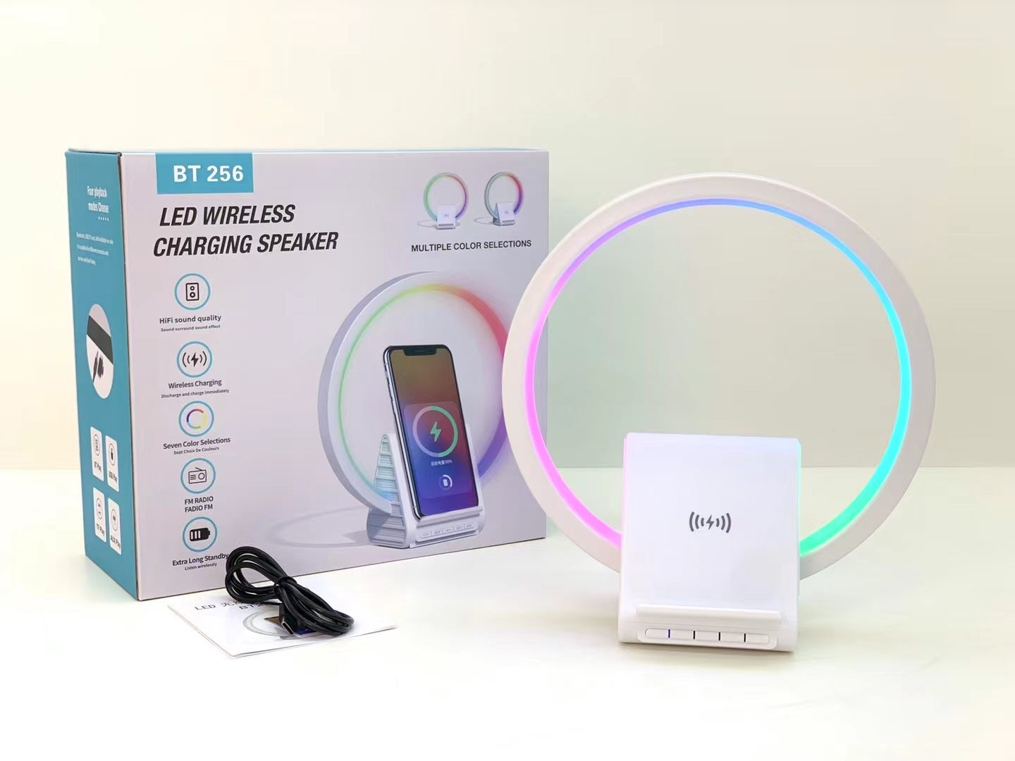 Smart Bluetooth Speaker LED Light with 15W Wireless Charger