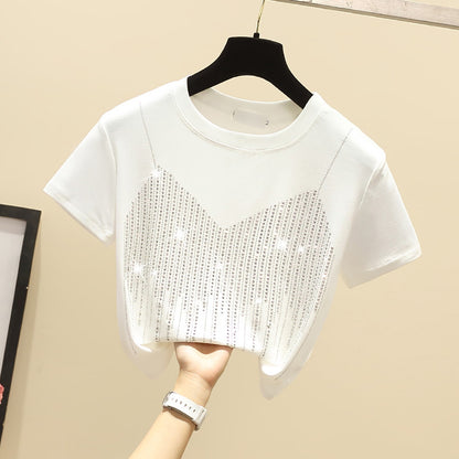 Chic Short Hot Diamond Temperament Niche Women's T-Shirt