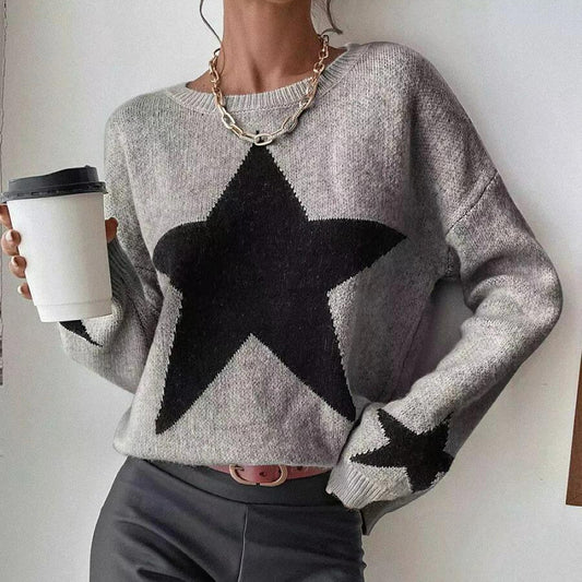 Grey Timeless Chic Ladies Pullover Temperament Sweater