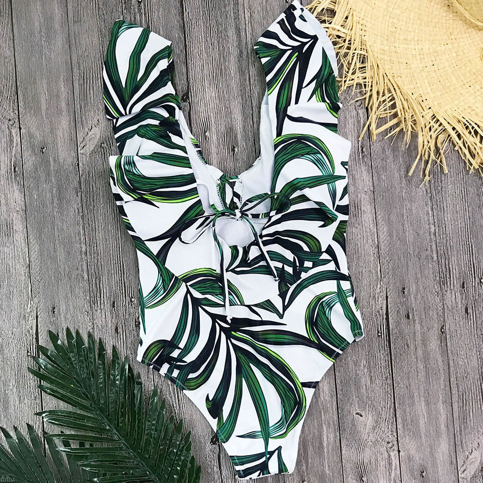 Sexy Ruffle Monokini Push Up One Piece Swimsuit