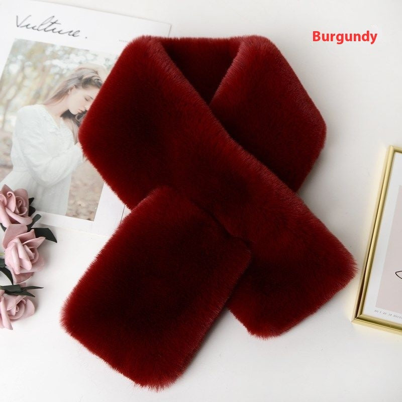 Plush Artificial Rex Rabbit Fur Thick Warm Scarf