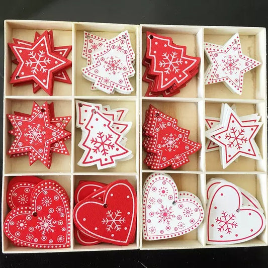 Festive Wooden Christmas Tree Pendants