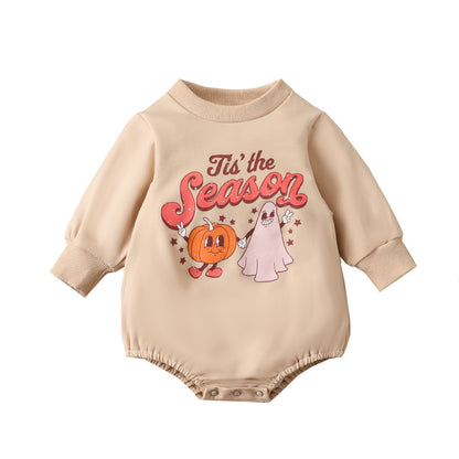 Halloween Pumpkin Cartoon Long Sleeve Baby Body Suit