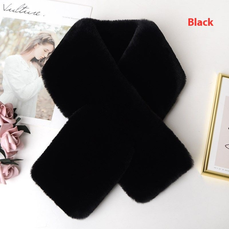 Plush Artificial Rex Rabbit Fur Thick Warm Scarf