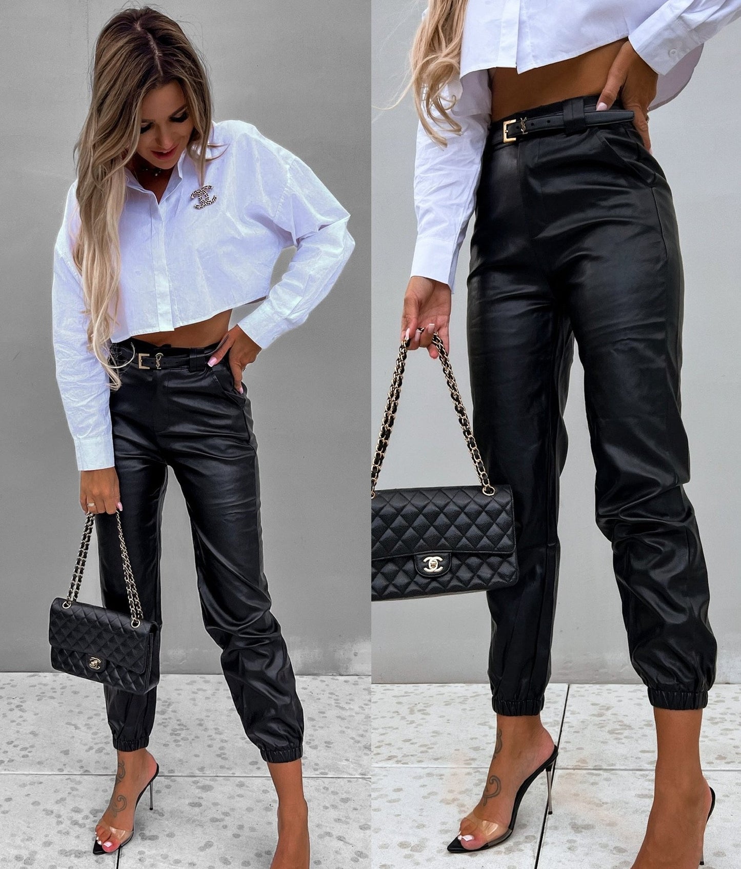 Stylish PU Elastic Leather Pants: Casual Chic