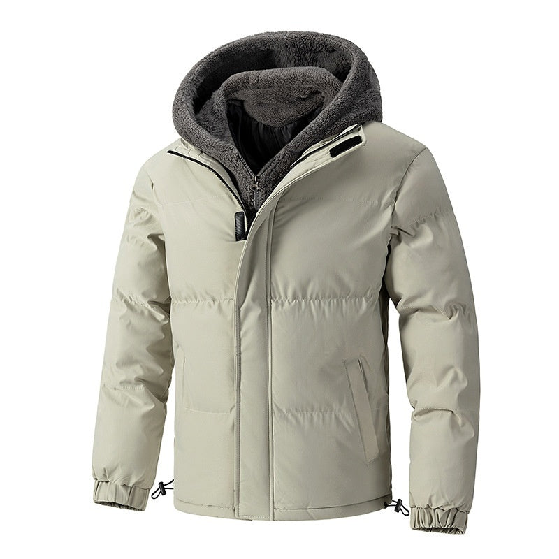 Two Piece Loose Padded Coat with Fleece Hood