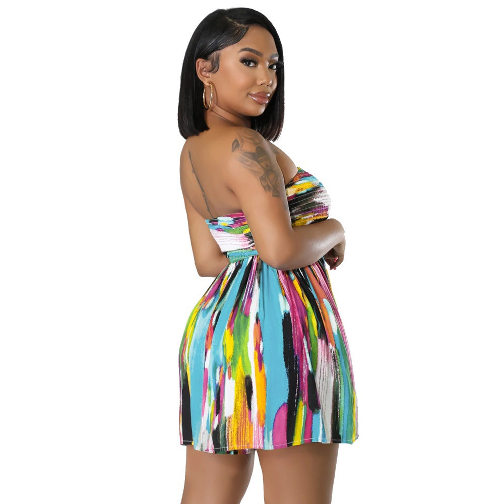 Women's Multi Colored Painted Tube Style Dress