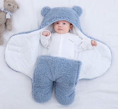 Gorgeous Thick Anti-Shock Baby Quilt with legs and Bear Ears Hood