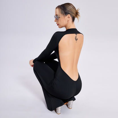 Ladies Hot Open-back Slim-fit Jumpsuit