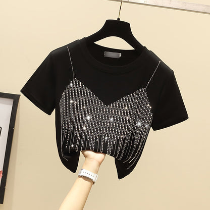 Chic Short Hot Diamond Temperament Niche Women's T-Shirt