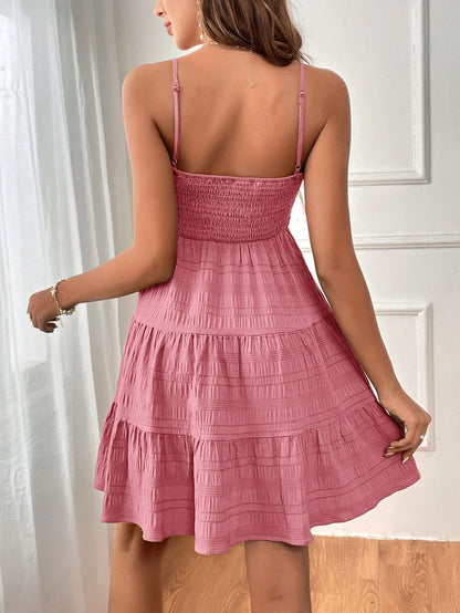 Woman's Summer Square-collar Pleated Dress