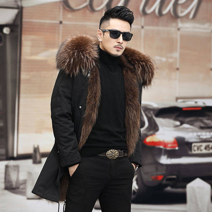 Men's Mid Length Winter Fur Jacket