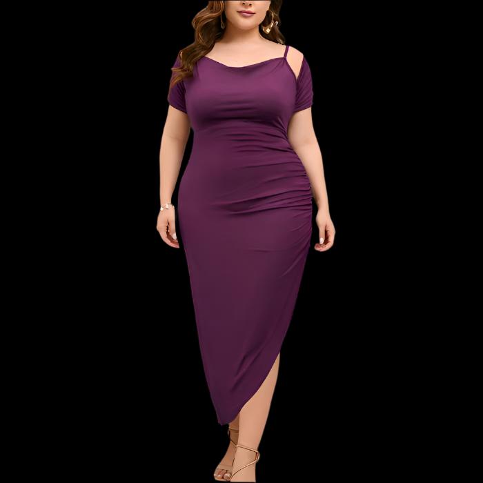 Stunning Plus Size Evening Dress & Shoulder Jacket Purple